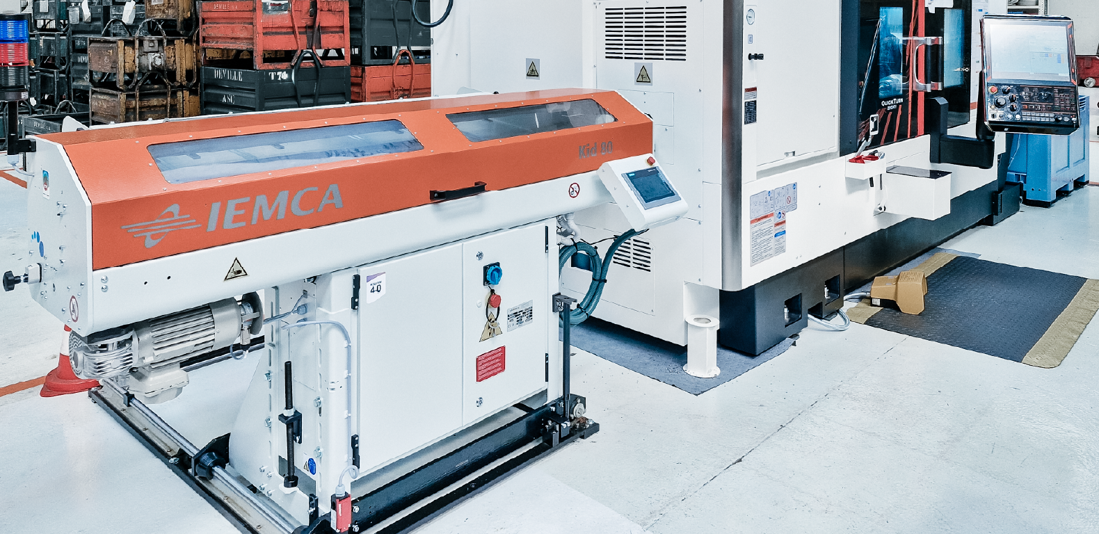 Short bar loader on Mazak CNC lathe